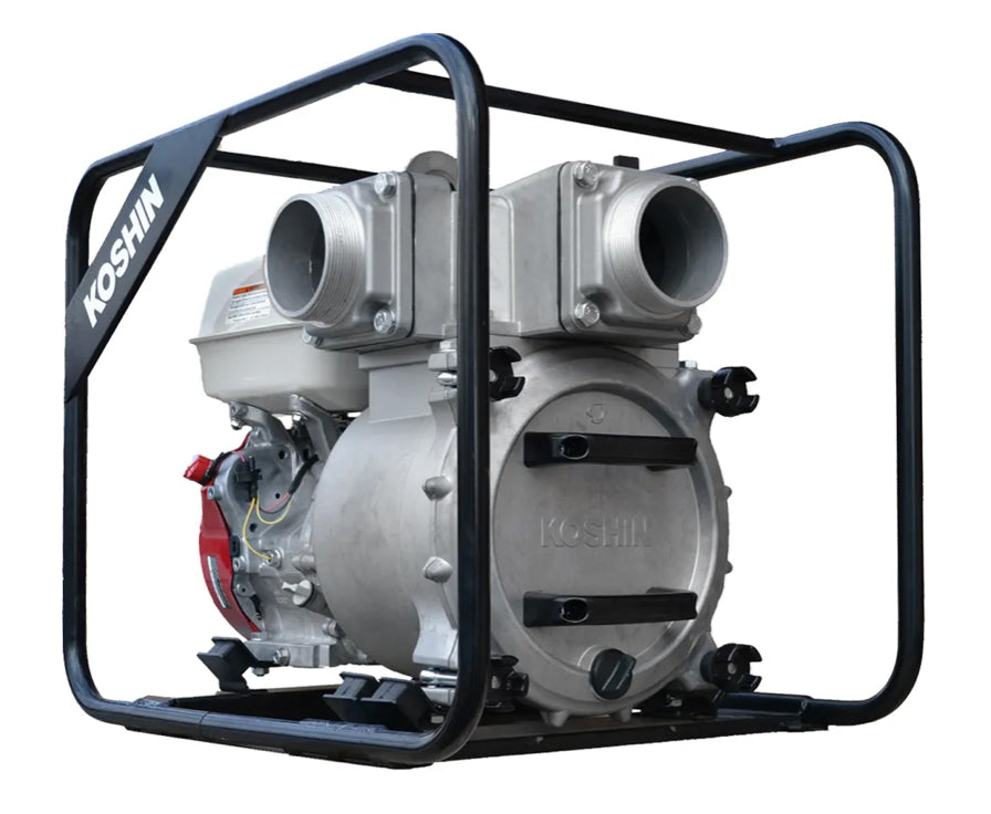 Koshin - Trash Pump. 3" inlet and outlet. Honda GX270 engine. Maximum 338 gpm, 38.5 PSI. Not for fertilizer.