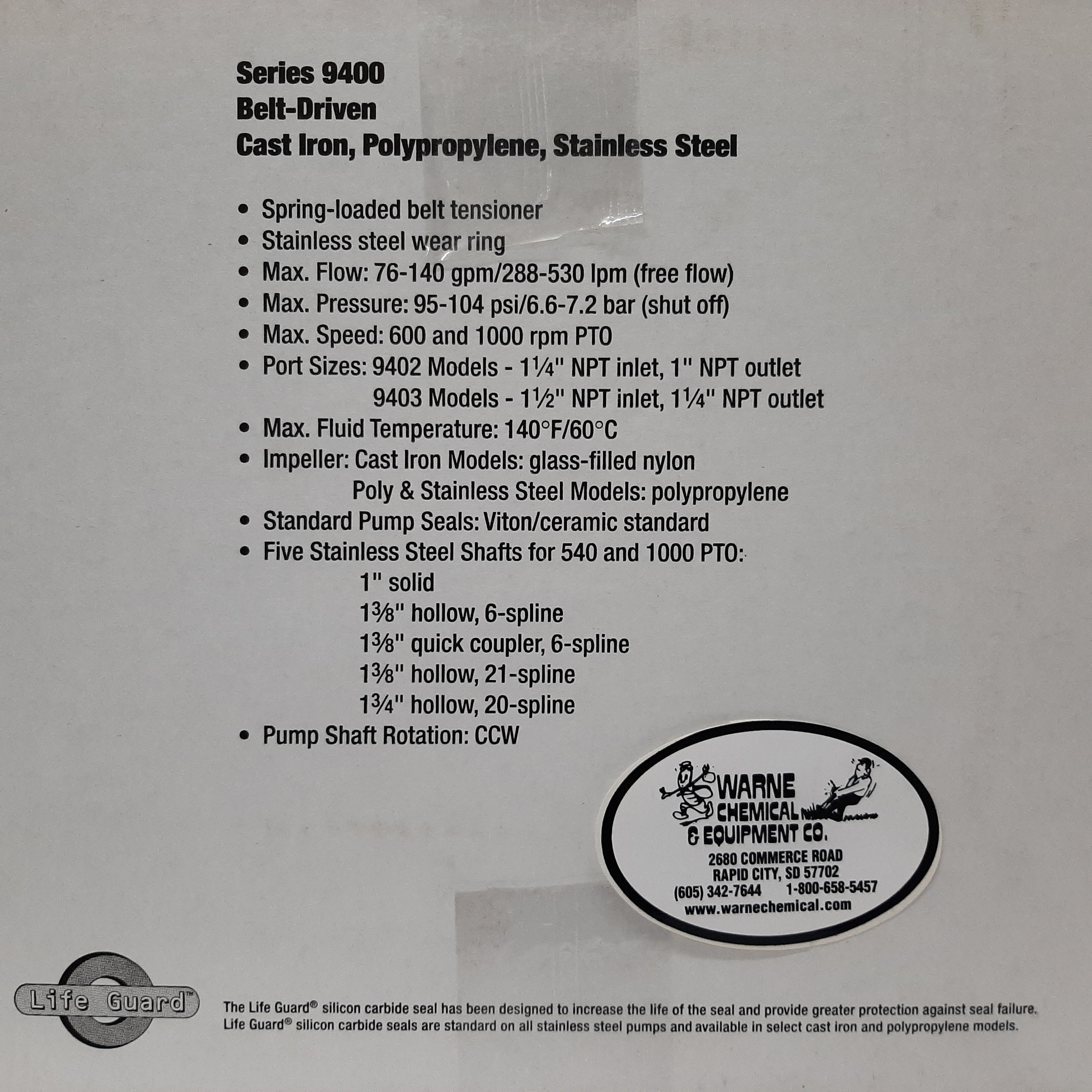 Series 9400 Belt Drive Centrifugal Pump