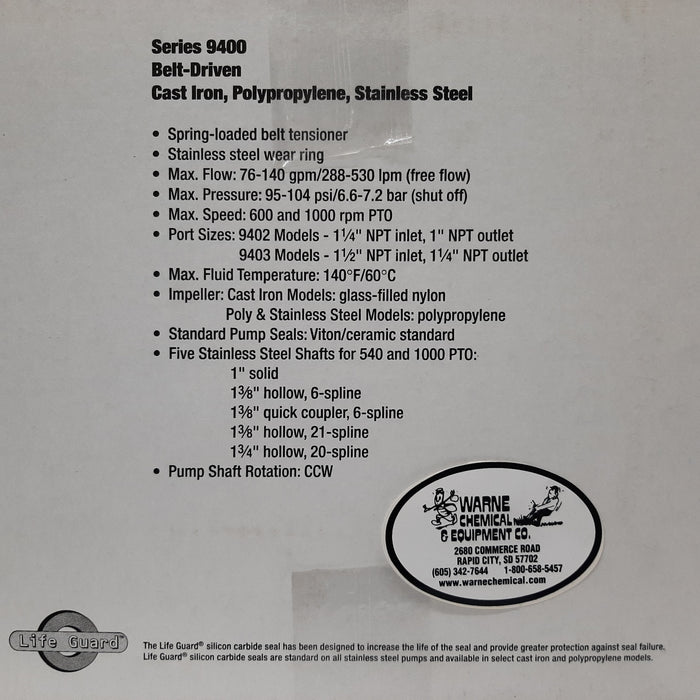 Series 9400 Belt Drive Centrifugal Pump